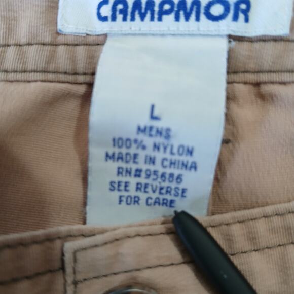 CAMPMOR convertible (to shorts) pants khaki LARGE nylon quick dry zippers work - Picture 3 of 15